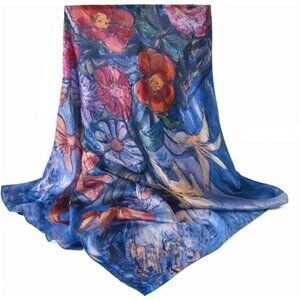 Scarf 35” Square Hair Head Wrap Blue4